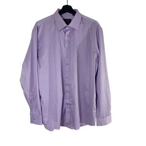 FLEX Dress Shirt Mens Large Lavender Excellent Long Sleeve Luxury Design Italy
